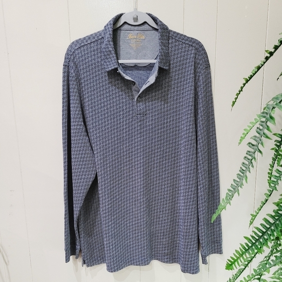 Tasso Elba Men's Blue Supima Long-Sleeve Polo XXL - Picture 8 of 13